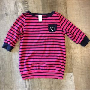 Gymboree pink navy striped 3/4 sleeve top girls size 7